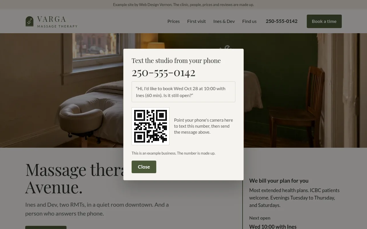 Varga Massage Therapy: A text link that works on a computer