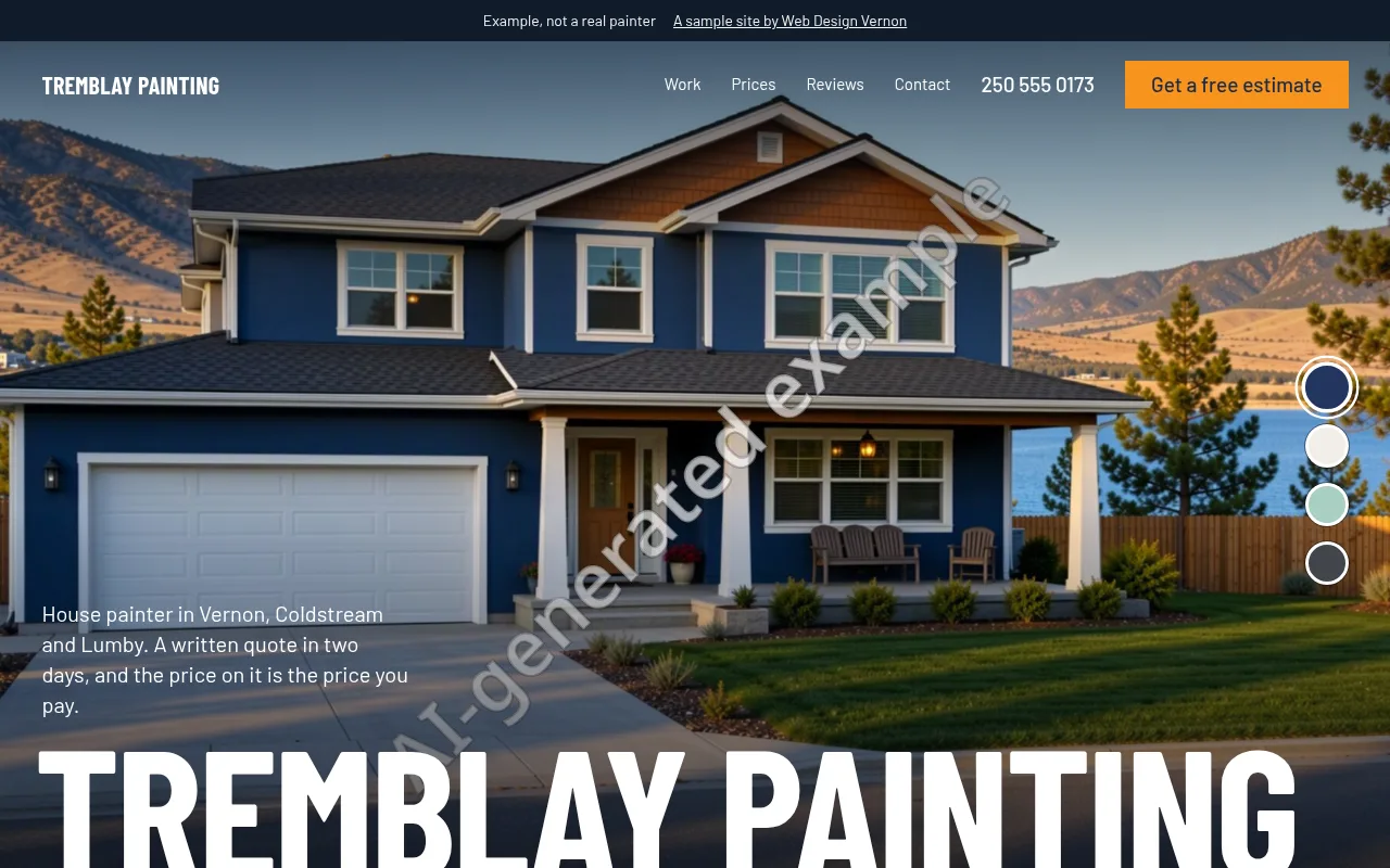 Tremblay Painting's first screen on a computer