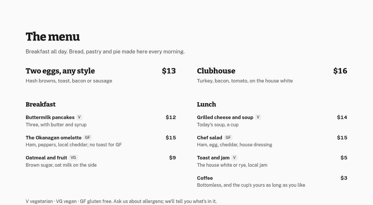 Tin Plate Café: Best-sellers you see first