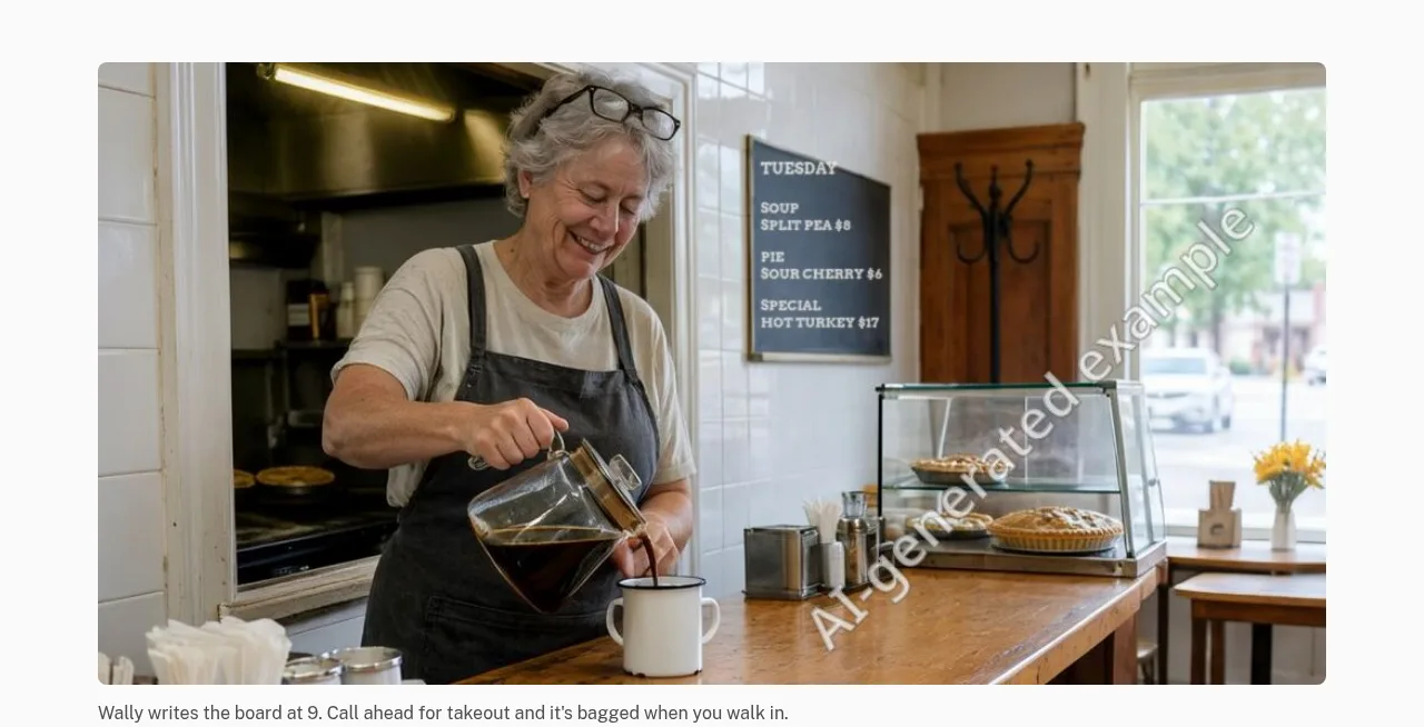 Tin Plate Café: A chalkboard with real writing