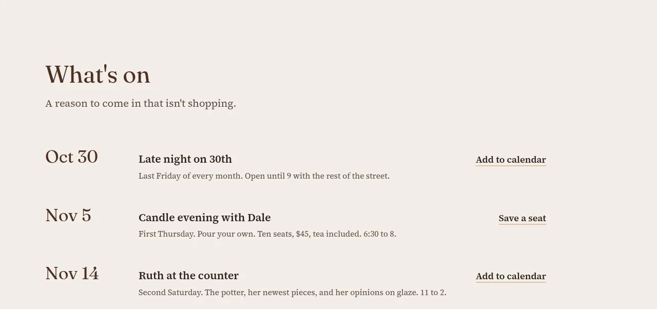 Larch & Wool: Events that never go stale