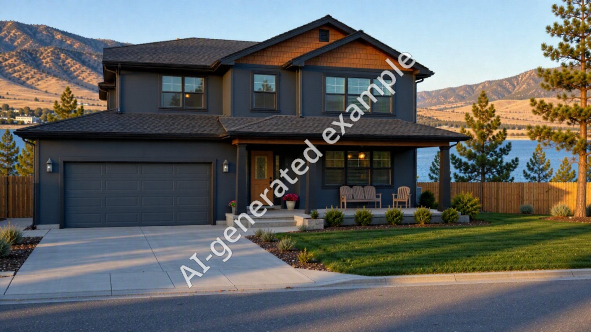 The same house painted slate grey