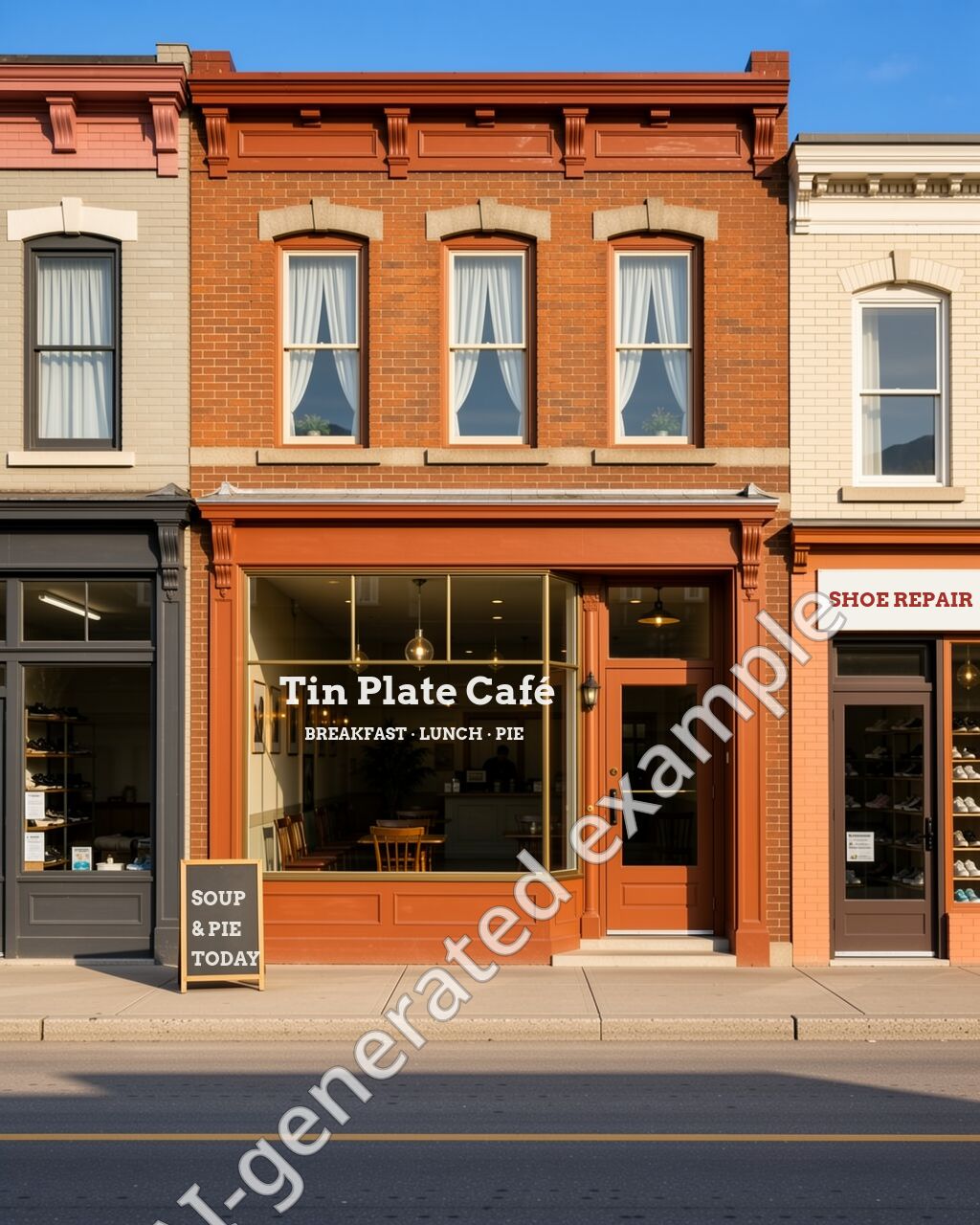 The front of Tin Plate Café on 32nd Avenue, next to the shoe repair