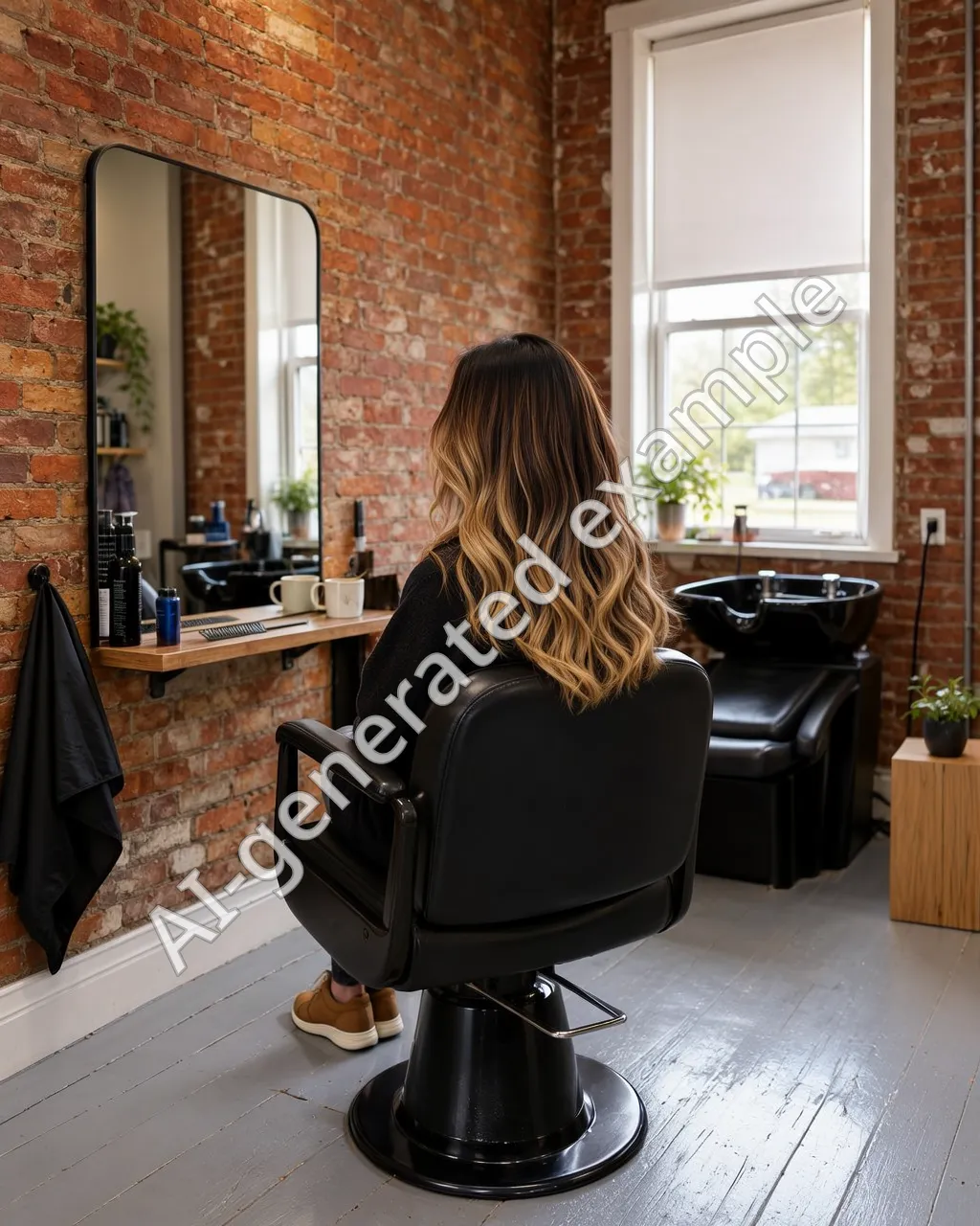 Long wavy hair from behind, a brown-to-honey balayage