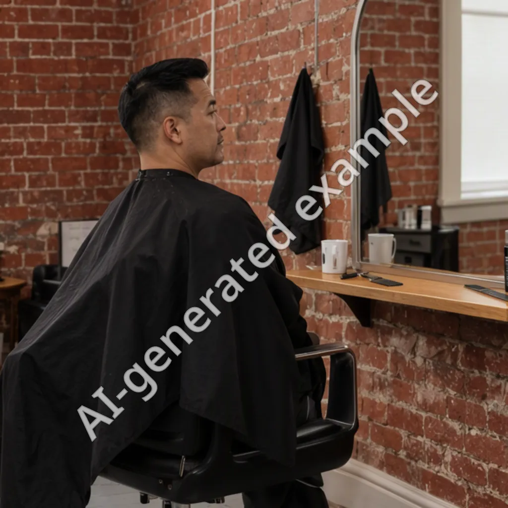 A man's short scissor cut, from the side